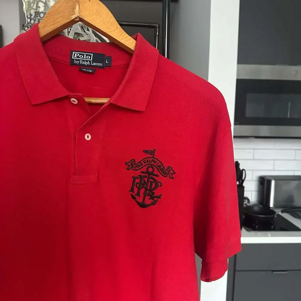 Vintage 90s Polo Ralph Lauren Nautical Anchor Crest Polo Shirt Men’s Large